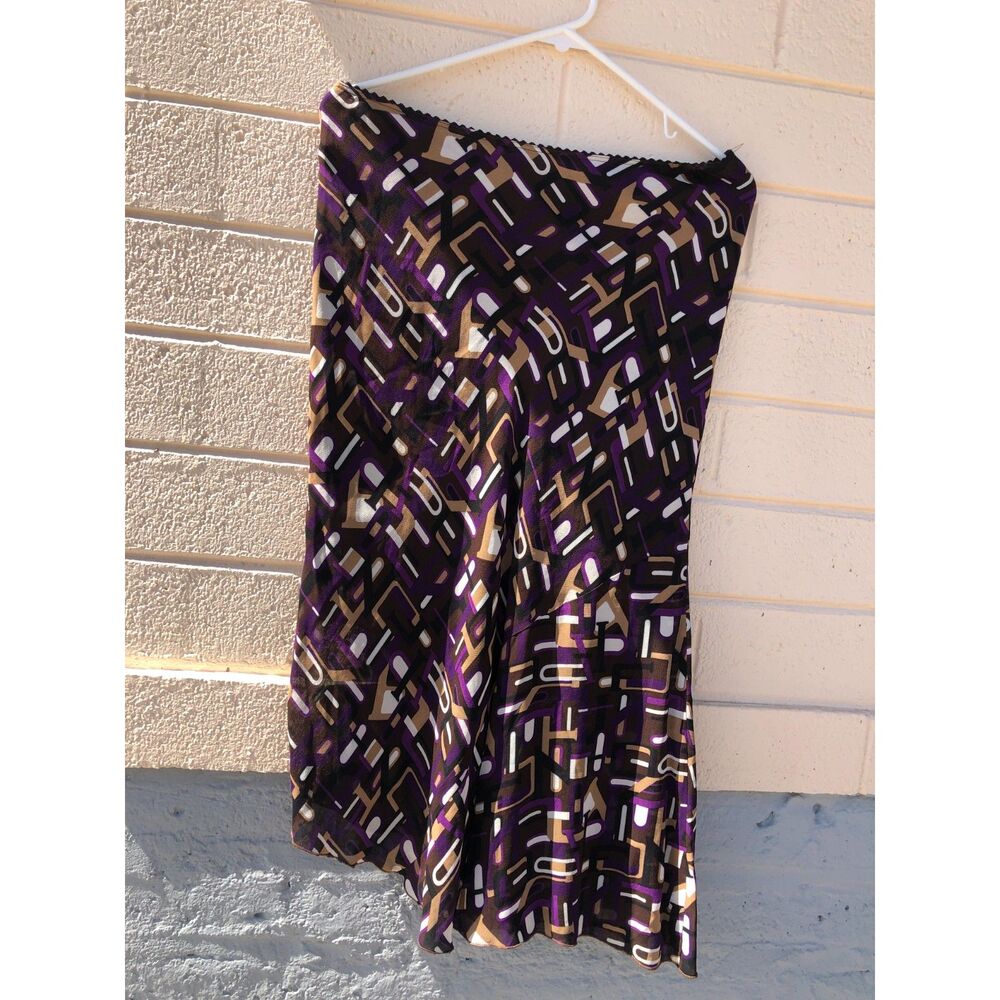 Vtg Y2K San Remo France Geometric Mesh Midi Skirt Purple Grunge Whimsygoth T2/ M